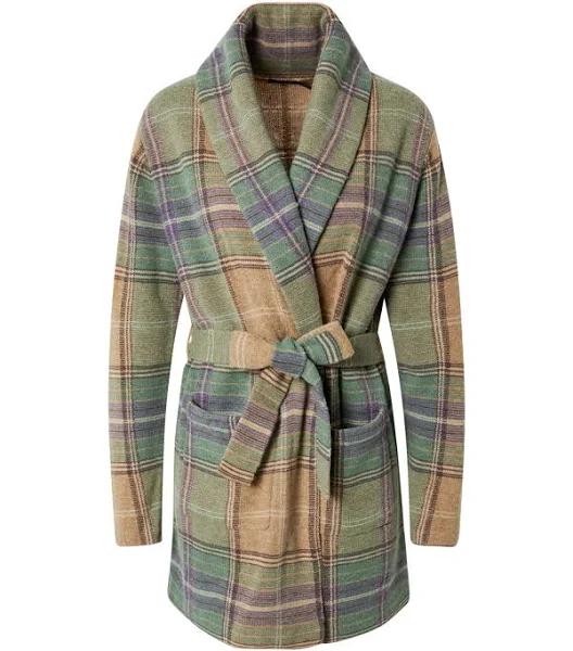 David Jones Polo Ralph Lauren Plaid Wool Shawl Cardigan in Assorted, Size Medium