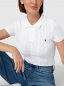 David Jones Polo Ralph Lauren Slim Fit Cable-Knit Polo Shirt in White, Size XS