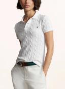 David Jones Polo Ralph Lauren Slim Fit Cable-Knit Polo Shirt in White, Size XS