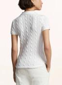 David Jones Polo Ralph Lauren Slim Fit Cable-Knit Polo Shirt in White, Size XS