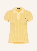 David Jones Polo Ralph Lauren Slim Fit Cable-Knit Polo Shirt in Yellow, Size Medium