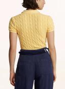 David Jones Polo Ralph Lauren Slim Fit Cable-Knit Polo Shirt in Yellow, Size Medium