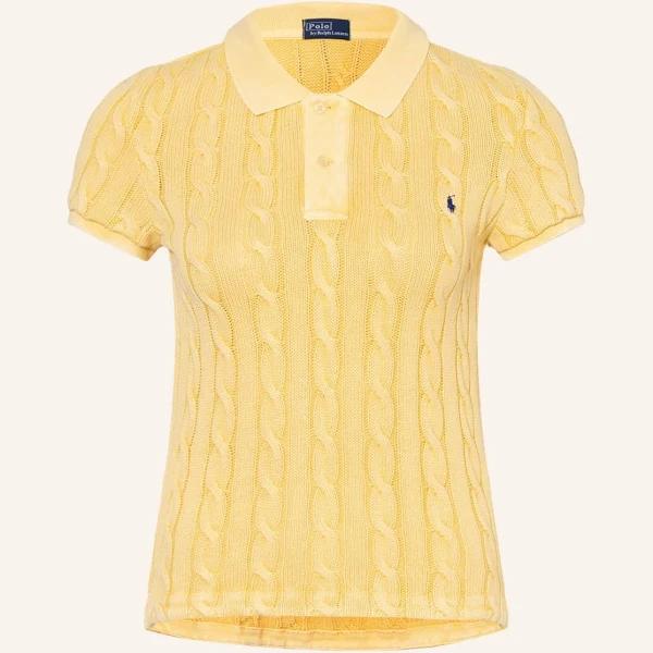 David Jones Polo Ralph Lauren Slim Fit Cable-Knit Polo Shirt in Yellow, Size Medium