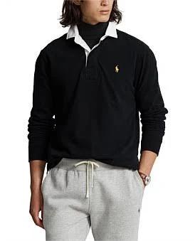 David Jones Polo Ralph Lauren Sueded Rugby Jersey in Polo Black, Size 2XL