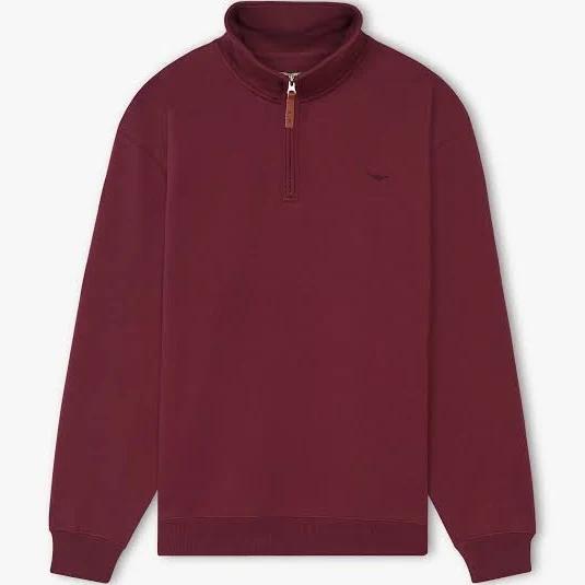 David Jones R.M. Williams Mulyungarie Fleece in Maroon, Size Small