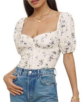 David Jones Reformation Rome Linen Top in Madeline, Size 2 US