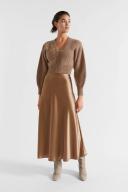 David Jones Seed Heritage Satin Maxi Skirt in Macchiato, Size 16