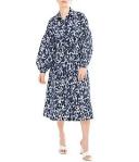 David Jones Sleeve Detail Midi Dress in Navy Baroque, Size 8 AU
