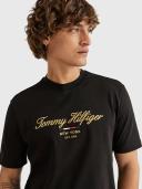 David Jones Tommy Hilfiger Im Icon Script Gold Embro Tee in Black, Size XL