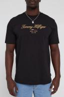 David Jones Tommy Hilfiger Im Icon Script Gold Embro Tee in Black, Size XL