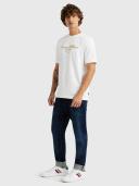 David Jones Tommy Hilfiger Im Icon Script Gold Embro Tee in White, Size Small