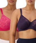 David Jones Triumph Lacy Minimiser Bra 2 Pack in Coffee Sugar/Naked Pink, Size 12DD