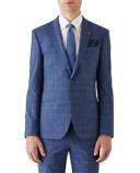 David Jones Uber Stone Slim Fit Check Jacket in Navy, Size 102 cm Reg