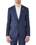 David Jones Uber Stone Slim Fit Microcheck Suit Jacket in Blue, Size 102 cm Reg