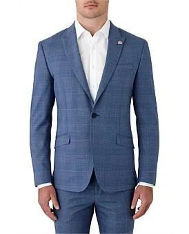 David Jones Uber Stone Slim Fit Microcheck Suit Jacket in Blue, Size 102 cm Reg