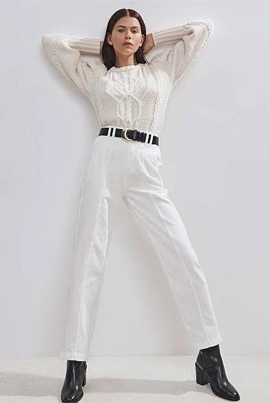 David Jones Witchery Yoke Front Tapered Jean in Parchment, Size 16 AU