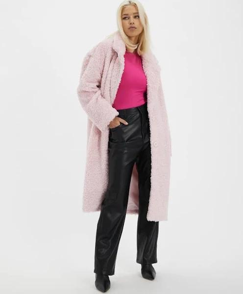 Dazie - Women's Pink Coats - Cuddle Me Oversized Longline Teddy Coat - Size 6 at The Iconic