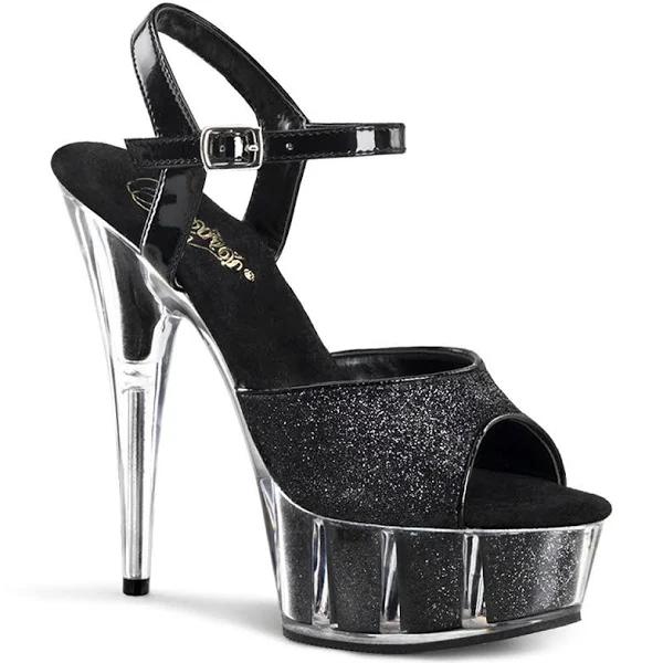 DELIGHT-609-5G Black Glitter/Black Glitter Platform Sandal 14