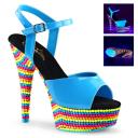 DELIGHT-609RBS Neon Blue Patent/Neon Multi Platform Sandal 5