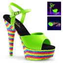 DELIGHT-609RBS Neon Blue Patent/Neon Multi Platform Sandal 5
