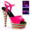 DELIGHT-609RBS Neon Blue Patent/Neon Multi Platform Sandal 5
