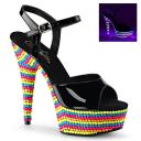 DELIGHT-609RBS Neon Blue Patent/Neon Multi Platform Sandal 5