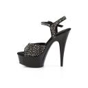DELIGHT-609RS Black Suede-Pewter Rhinestone/ Black Platform Sandal 5
