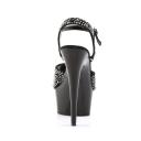 DELIGHT-609RS Black Suede-Pewter Rhinestone/ Black Platform Sandal 5