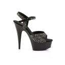 DELIGHT-609RS Black Suede-Pewter Rhinestone/ Black Platform Sandal 5