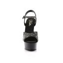 DELIGHT-609RS Black Suede-Pewter Rhinestone/ Black Platform Sandal 5