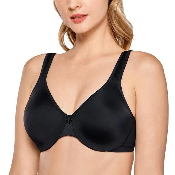 DELIMIRA Bra Black Leaf-Accent Full-Coverage Bra 42D