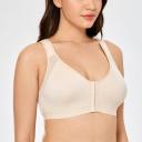 DELIMIRA Women's Full Coverage Front Closure Wire Free Back Support Posture Bra