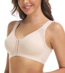DELIMIRA Women's Full Coverage Front Closure Wire Free Back Support Posture Bra