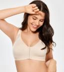 DELIMIRA Women's Full Coverage Front Closure Wire Free Back Support Posture Bra