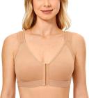 DELIMIRA Women's Full Coverage Front Closure Wire Free Back Support Posture Bra