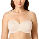DELIMIRA Women's Strapless Bra Plus Size Support Unlined Underwire Minimizer