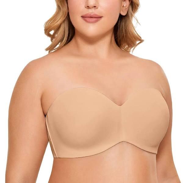 DELIMIRA Women's Strapless Bra Plus Size Support Unlined Underwire Minimizer