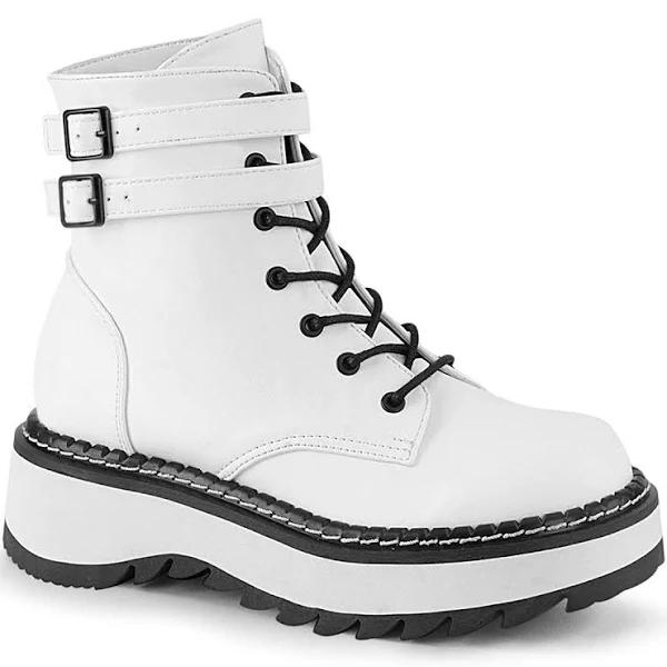 Demonia LILITH-152 White Vegan Leather Ankle Boot Size 10