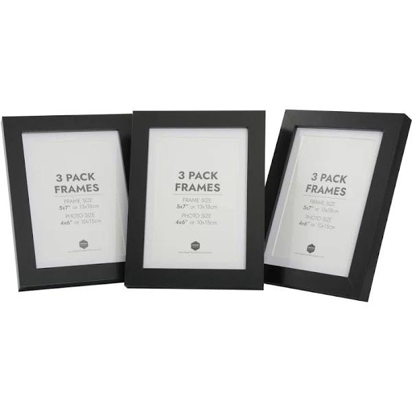 Design House Regent Photo Frame 3 Pack 5" x 7" - Black