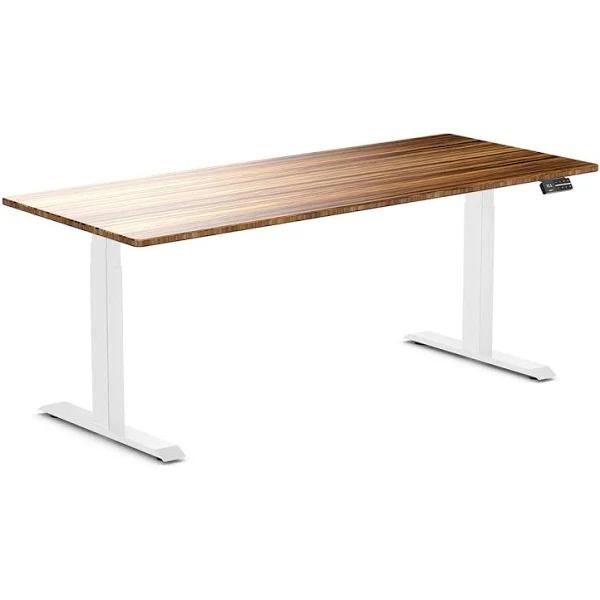 Desky Dual Bamboo Sit Stand Desk Tiger Bamboo / 1800x750mm / White
