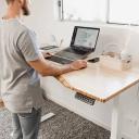 Desky Dual Ergo Edge Sit Stand Desk Dark Bamboo / 1200x750mm / White