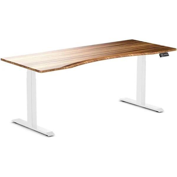 Desky Dual Ergo Edge Sit Stand Desk Tiger Bamboo / 1800x750mm / White