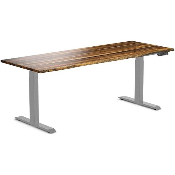 Desky Dual Hardwood Sit Stand Desk Pheasantwood / 2000x750mm / Grey