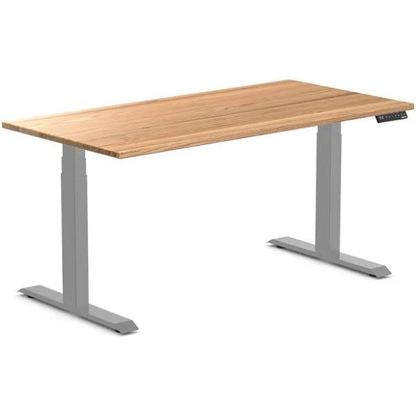Desky Dual Hardwood Sit Stand Desk Red Oak / 1500x750mm / Grey