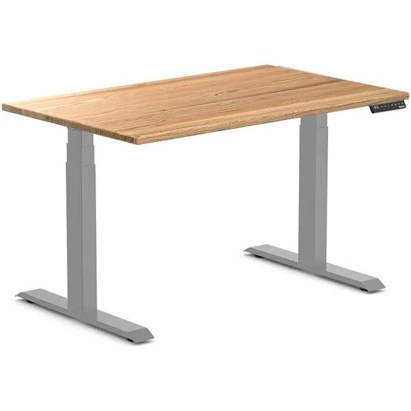 Desky Dual Hardwood Sit Stand Desk - Red Oak / Grey - 1800x750mm - AfterPay & zipPay Available