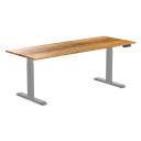 Desky Dual Hardwood Sit Stand Desk Teak / 2000x750mm / Grey