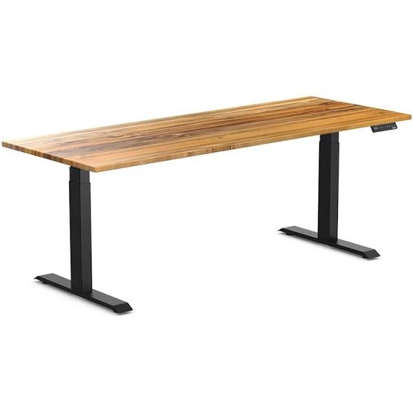 Desky Dual Hardwood Sit Stand Desk Teak / 2000x750mm / Matte Black