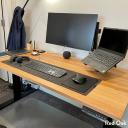 Desky Dual Hardwood Sit Stand Desk Walnut / 1500x750mm / Grey