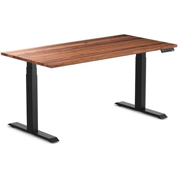 Desky Dual Hardwood Sit Stand Desk Walnut / 1500x750mm / Matte Black