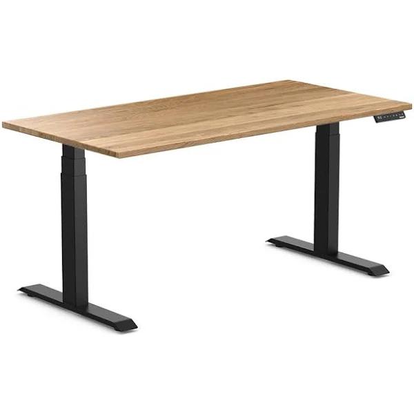 Desky Dual Hardwood Sit Stand Desk White Oak / 1500x750mm / Matte Black